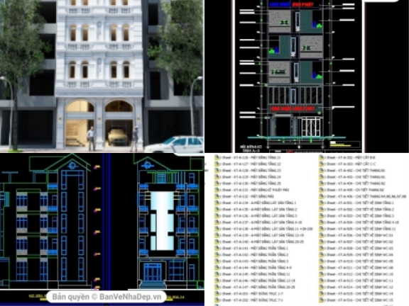 File cad 9 mẫu thiết kế khách sạn đầy đủ kiến trúc, kết cấu, điện nước [sale 10%]